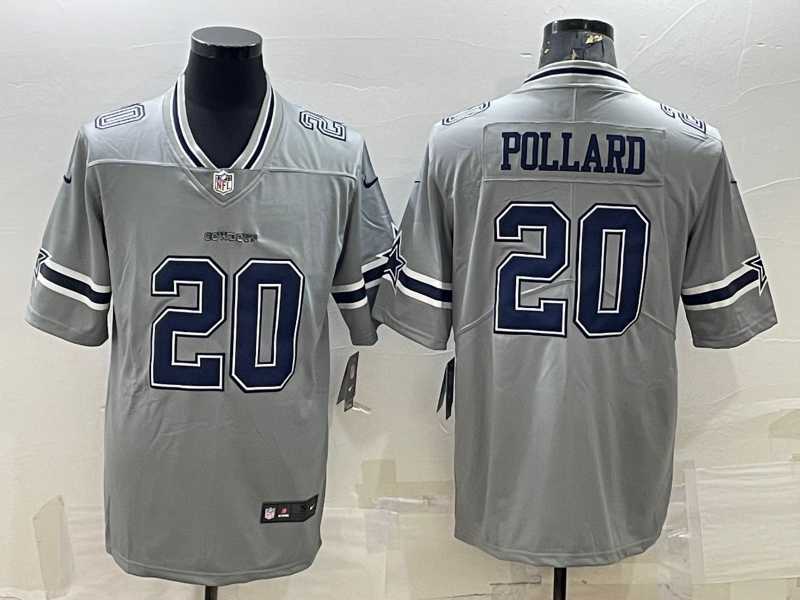 Men%27s Dallas Cowboys #20 Tony Pollard Gray Vapor Untouchable Limited Stitched Jersey->dallas cowboys->NFL Jersey